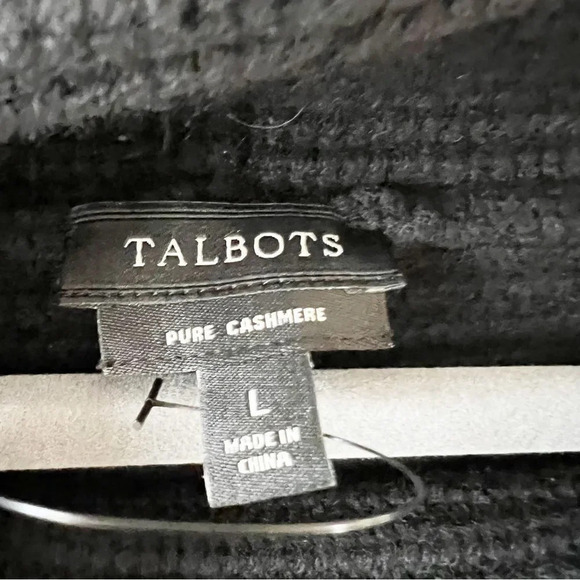 Talbots Black Cashmere Chunky Knit Sweater Size Large Ribbed Dolman Sleeve‎ New! - Picture 3 of 8